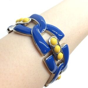 BANANA REPUBLIC BLUE YELLOW ENAMEL CHAIN LINK BOLD GRAPHIC MEMPHIS STYLE POP ART